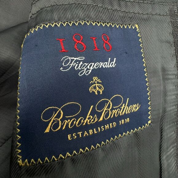 BROOKS BROTHERS Mens 43L Charcoal Gray Stripe Wool Blazer Suit Jacket 1818 Italy - Picture 6 of 14